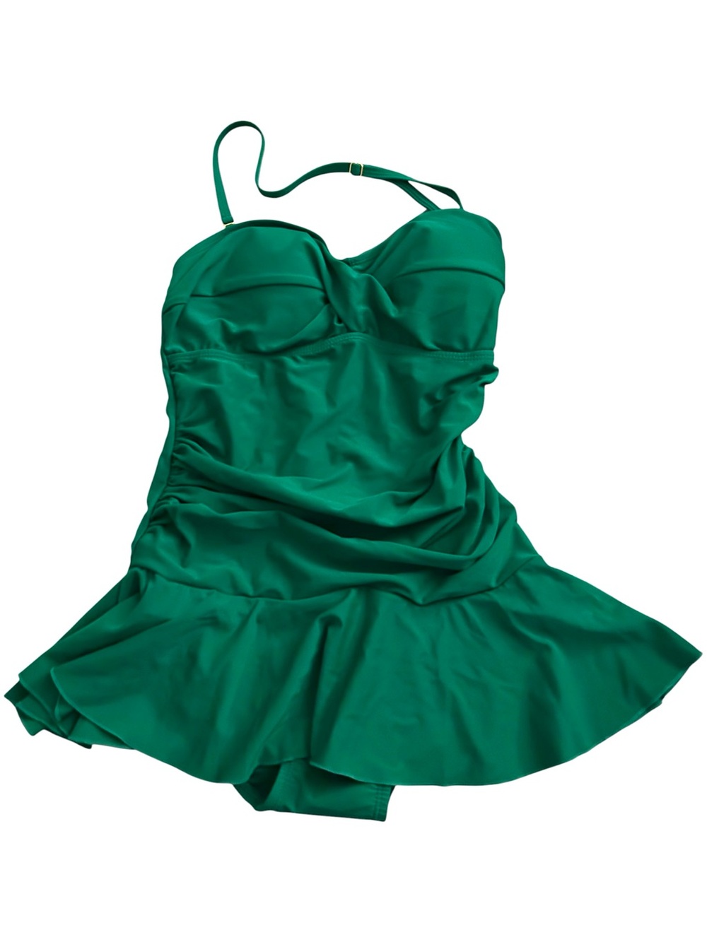NWT Shore Shapes Bright Green One Piece Skirted Swimsuit Bathing Suit - Size 8